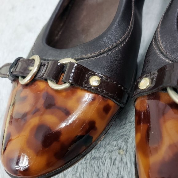 AGL Women's Italian Leather Leopard Print Toe Ballet Flats Slip On Loafers Shoes - Picture 5 of 14